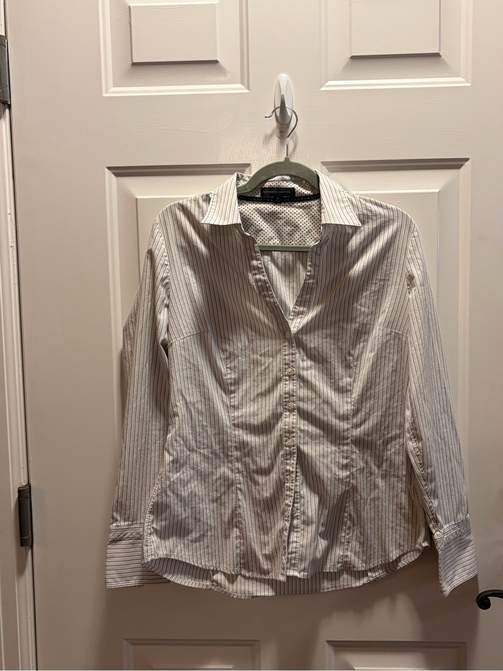 Express White Shirt with Thin Black Stripes